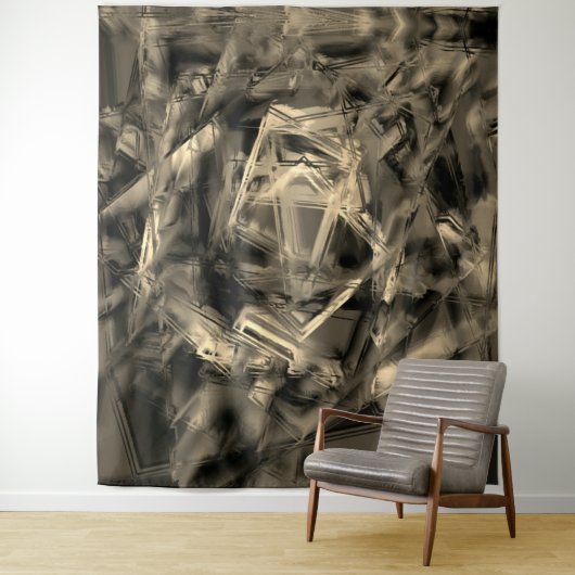 「ブラシストローク」で染色された多数のねじれた正方形 タペストリー (インサイチュ)