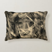 「ブラシストローク」で染色された曲がったベージュの正方形 アクセントクッション (正面)