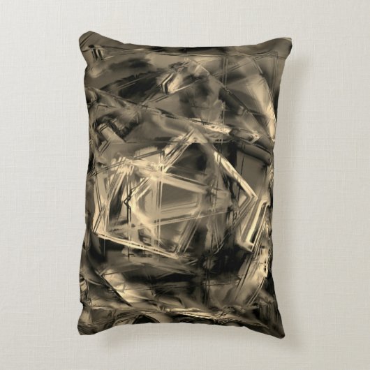 「ブラシストローク」で染色された曲がったベージュの正方形 アクセントクッション (裏面(縦))