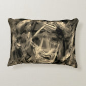 「ブラシストローク」で染色された曲がったベージュの正方形 アクセントクッション (裏面)