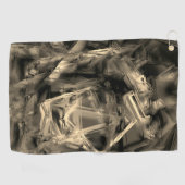 「ブラシストローク」で染色された曲がったベージュの正方形 ゴルフタオル (横)