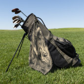 「ブラシストローク」で染色された曲がったベージュの正方形 ゴルフタオル (グリーン)