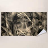 「ブラシストローク」で染色された曲がったベージュの正方形 ビーチタオル (正面)