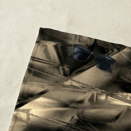 「ブラシストローク」で染色された曲がったベージュの正方形 ビーチタオル (インサイチュ)