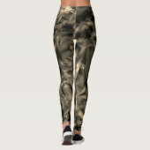 「ブラシストローク」で染色された曲がったベージュの正方形 レギンス (裏面)