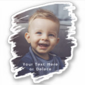 ブラシストローク&シンプル文字ホワイトかわいいフォトビニル シール (正面)