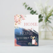 ブラシストローク、スーツケースフローラ新しいアドレス 案内ポストカード (スタンド正面)