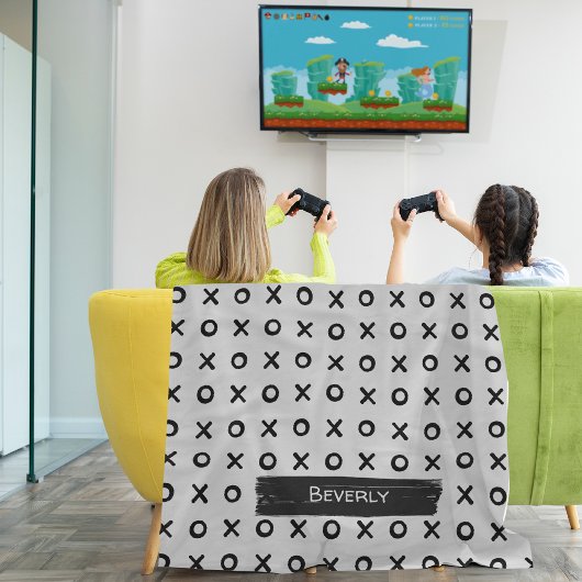 ブラシストロークXOXO フリースブランケット