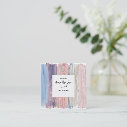 *~*ブラシスプラッシュストライプ金ゴールドグリッターバラ芽 スクエア名刺 (スタンド正面)