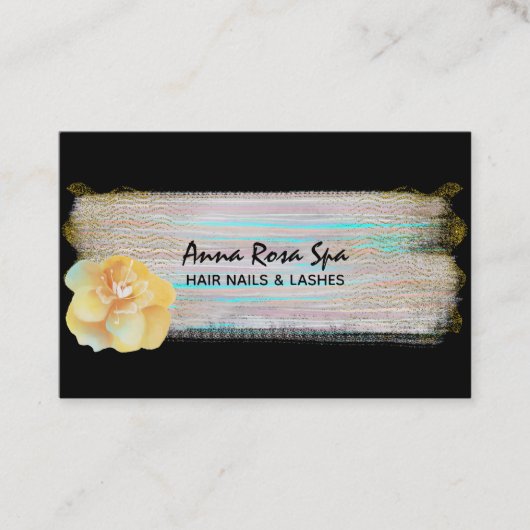 *~*ブラシスプラッシュストライプ金ゴールドグリッター抽象芸術 名刺 (正面)