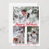 ブラシスモダンクリプトフォトハッピーホリデーズレッド シーズンカード (正面/裏面)