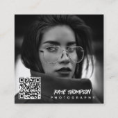 ブラシスモダンクリプト写真QRコードソーシャルメディア スクエア名刺 (正面)