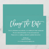 ブラシスモダンクリプト日付ティール(緑がかった色)カードの変更 セーブザデート (正面/裏面)