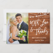 ブラシス素朴クリプト木の愛と感謝していの結婚愛 サンキューカード (正面)