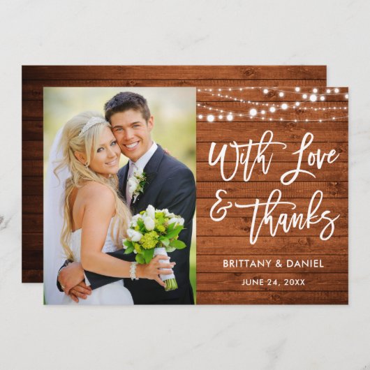 ブラシス素朴クリプト木の愛と感謝していの結婚愛 サンキューカード (正面/裏面)