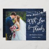 ブラシス素朴クリプト青い木の愛感謝していの結婚s サンキューカード (正面/裏面)