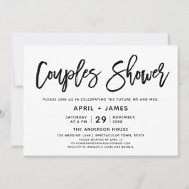 ブラシタイポグラフィカップルシャワー招待状 招待状