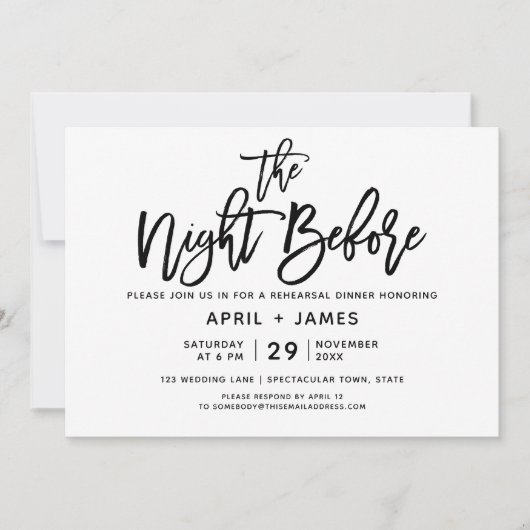 ブラシタイポグラフィリハーサルディナー招待状 招待状 (正面)