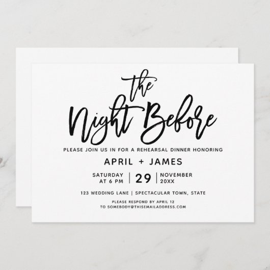ブラシタイポグラフィリハーサルディナー招待状 招待状 (正面/裏面)