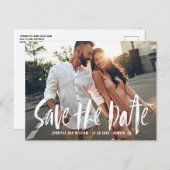 ブラシタイポグラフィ写真日付はがきを保存 案内ポストカード (正面/裏面)