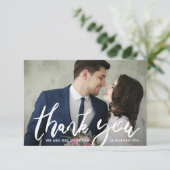 ブラシタイポグラフィ結婚の写真カード サンキューカード (スタンド正面)