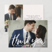 ブラシタイポグラフィ結婚の写真カード サンキューカード (正面/裏面)