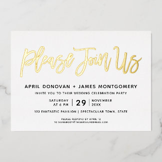 ブラシタイポグラフィ結婚ズ 箔招待状