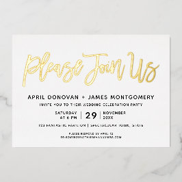 ブラシタイポグラフィ結婚ズ 箔招待状