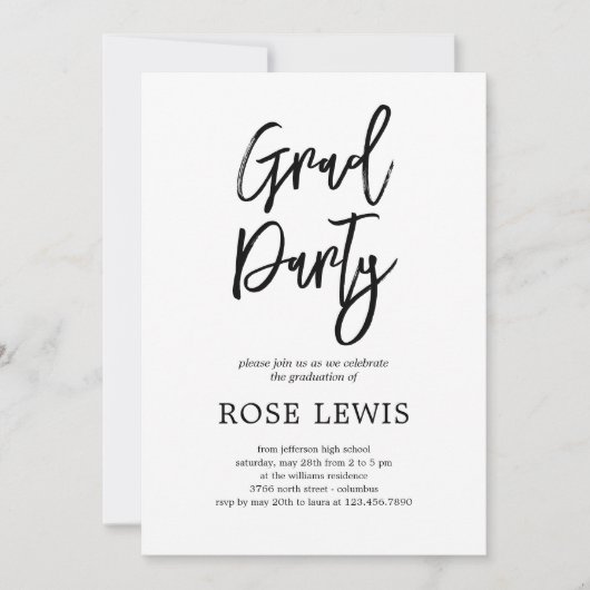 ブラシチャーム卒業パーティー招待状 招待状 (正面)