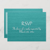 ブラシティール(緑がかった色)ブルーメニューRSVP インビテーションポストカード (正面/裏面)