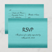 ブラシティール(緑がかった色)ブルーメニューRSVP インビテーションポストカード (正面/裏面)