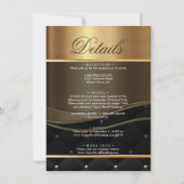 ブラシファンシード金ゴールドフォト結婚式招待状 招待状 (裏面)