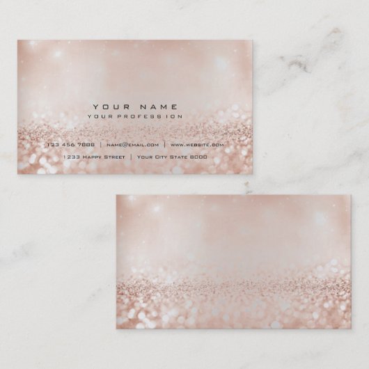 ブラシフェイクピーリーピンク金ゴールドグリッター銀 名刺 (正面/裏面)