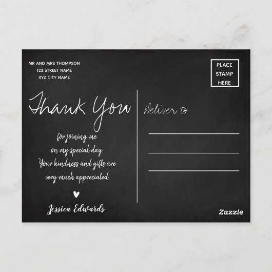 ブラシフォントスクリプト |卒業写真ありがとう ポストカード (裏面)