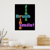 ブラシフロスリンス、次にスマイル! ポスター (キッチン)