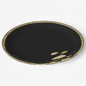 ブラシマーク |金ゴールドと黒の円絵を描線 ペーパープレート (アングル)
