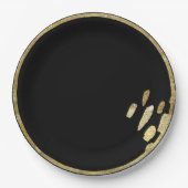 ブラシマーク |金ゴールドと黒の円絵を描線 ペーパープレート (正面)
