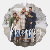 ブラシメリースクリプト2枚の赤いクリスマス オーナメントカード (正面)