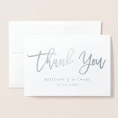 ブラシモダンスクリプトありがとうありがとう結婚のフォトシルバー 箔カード (封筒付き正面)