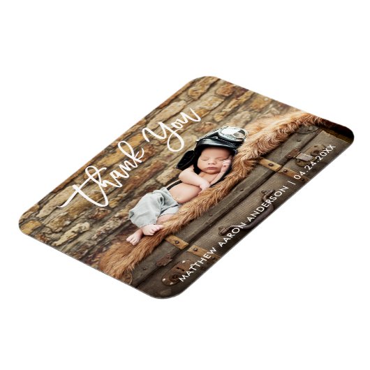 ブラシモダンスクリプトありがとうご新生児Wht マグネット (左側)