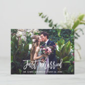 ブラシモダンスクリプトたった今結婚しました結婚の写真 案内状 (スタンド正面)