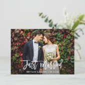 ブラシモダンスクリプトのフォトたった今結婚しました 案内状 (スタンド正面)