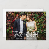 ブラシモダンスクリプトのフォトたった今結婚しました 案内状 (正面/裏面)