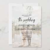 ブラシモダンスクリプトのフォト結婚式招待状 招待状 (正面)