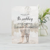 ブラシモダンスクリプトのフォト結婚式招待状 招待状 (スタンド正面)