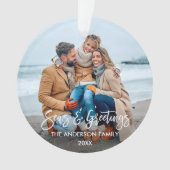 ブラシモダンスクリプトの海と挨拶の写真 オーナメント (正面)