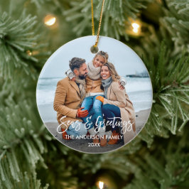 ブラシモダンスクリプトの海と挨拶の写真 セラミックオーナメント