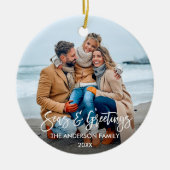 ブラシモダンスクリプトの海と挨拶の写真 セラミックオーナメント (正面)