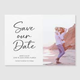 ブラシモダンスクリプトウェディング日付の写真を保存 マグネット招待状