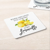 ブラシモダンスクリプトウォーターカラーレモンリモンチェロ スクエアペーパーコースター (アングル)